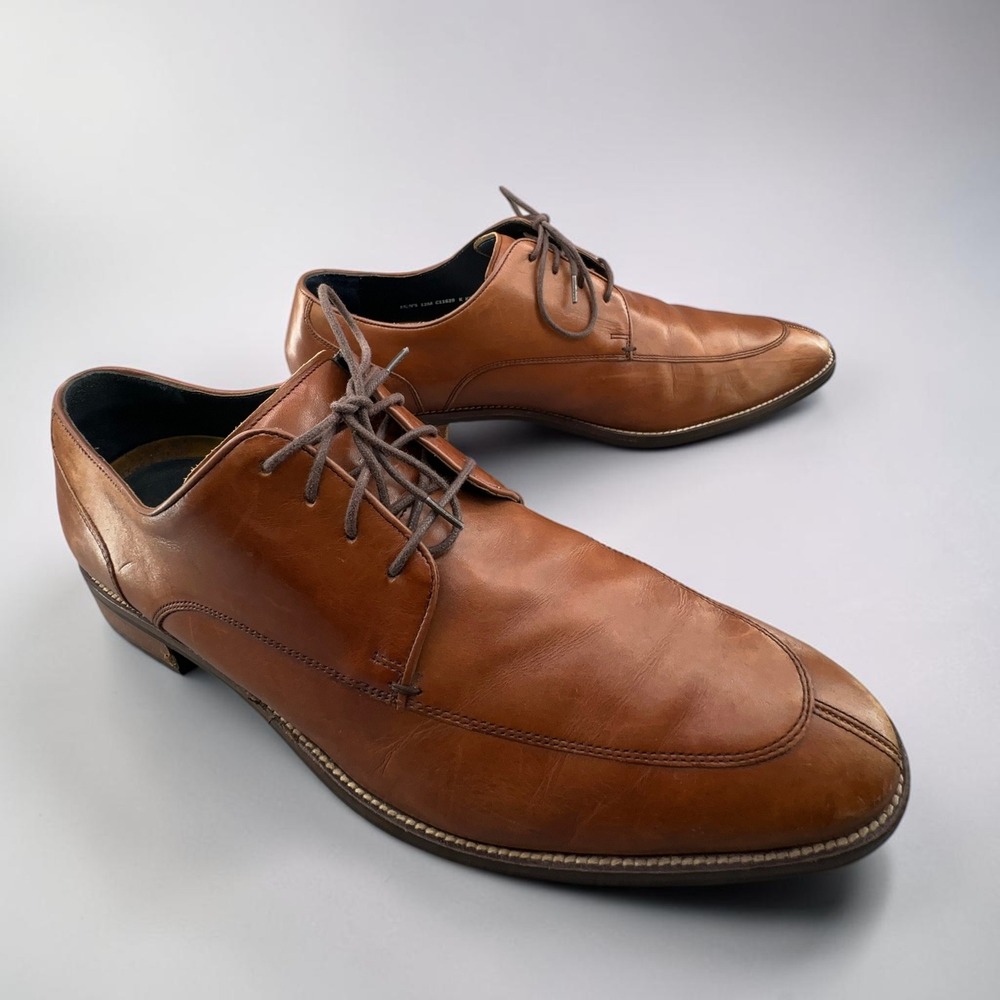 Cole Haan Lenox Hill Split-Toe Oxfords Mens 12M British Tan Leather Dress Shoes